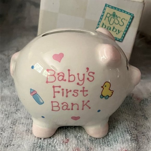 Set Russ Berrie & Co. Baby First Piggy Bank & My First Birthday Frame - Picture 2 of 11